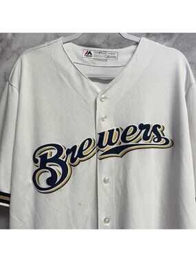 Milwaukee Brewers Majestic Cool Base MLB Jersey White Adult Size XL